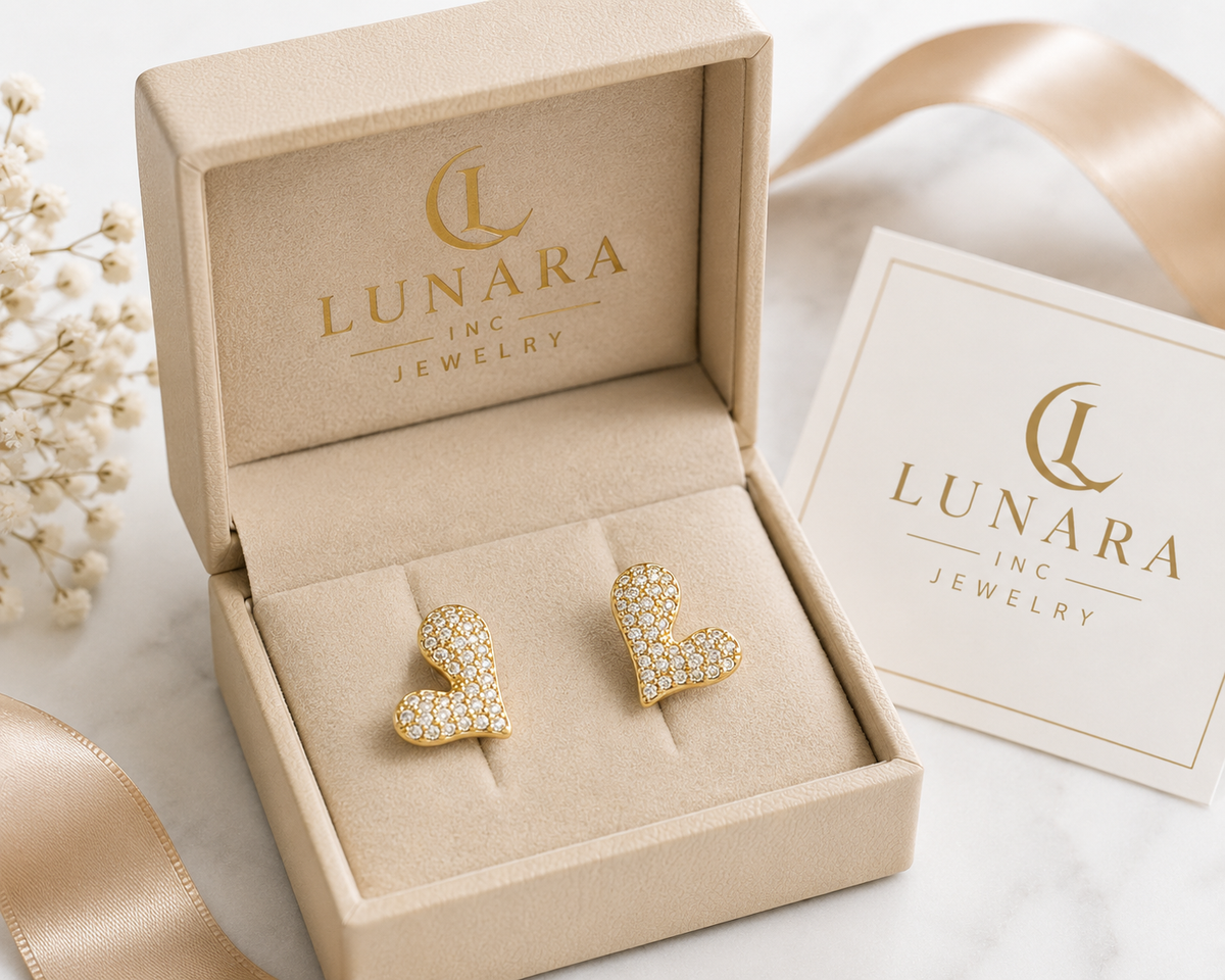 Sparkling Heart Stud Earrings πβ¨