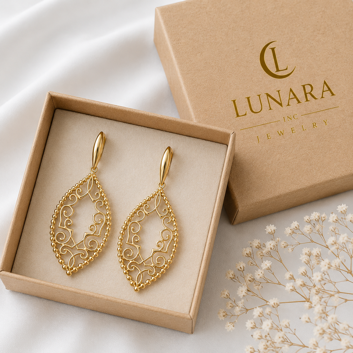 Elegant Filigree Teardrop Earrings