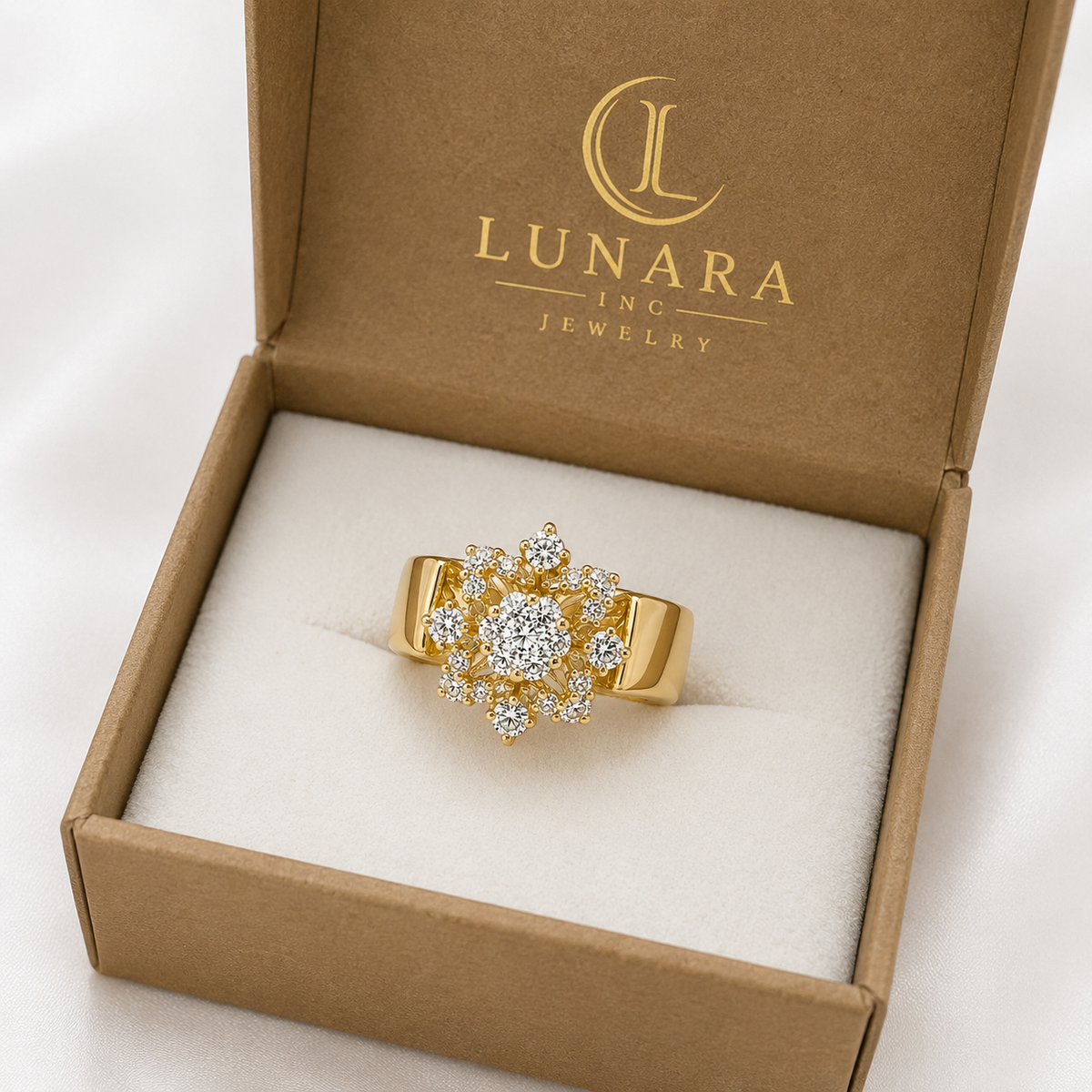 Lunara Radiant Floral Crystal Ring