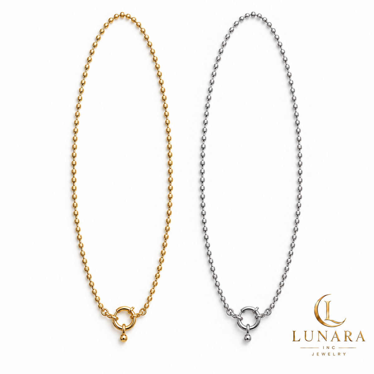Front Clasp Beaded Chain Necklace