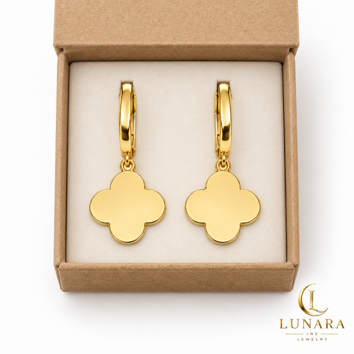 Polished Four-Petal Flower Drop Earrings