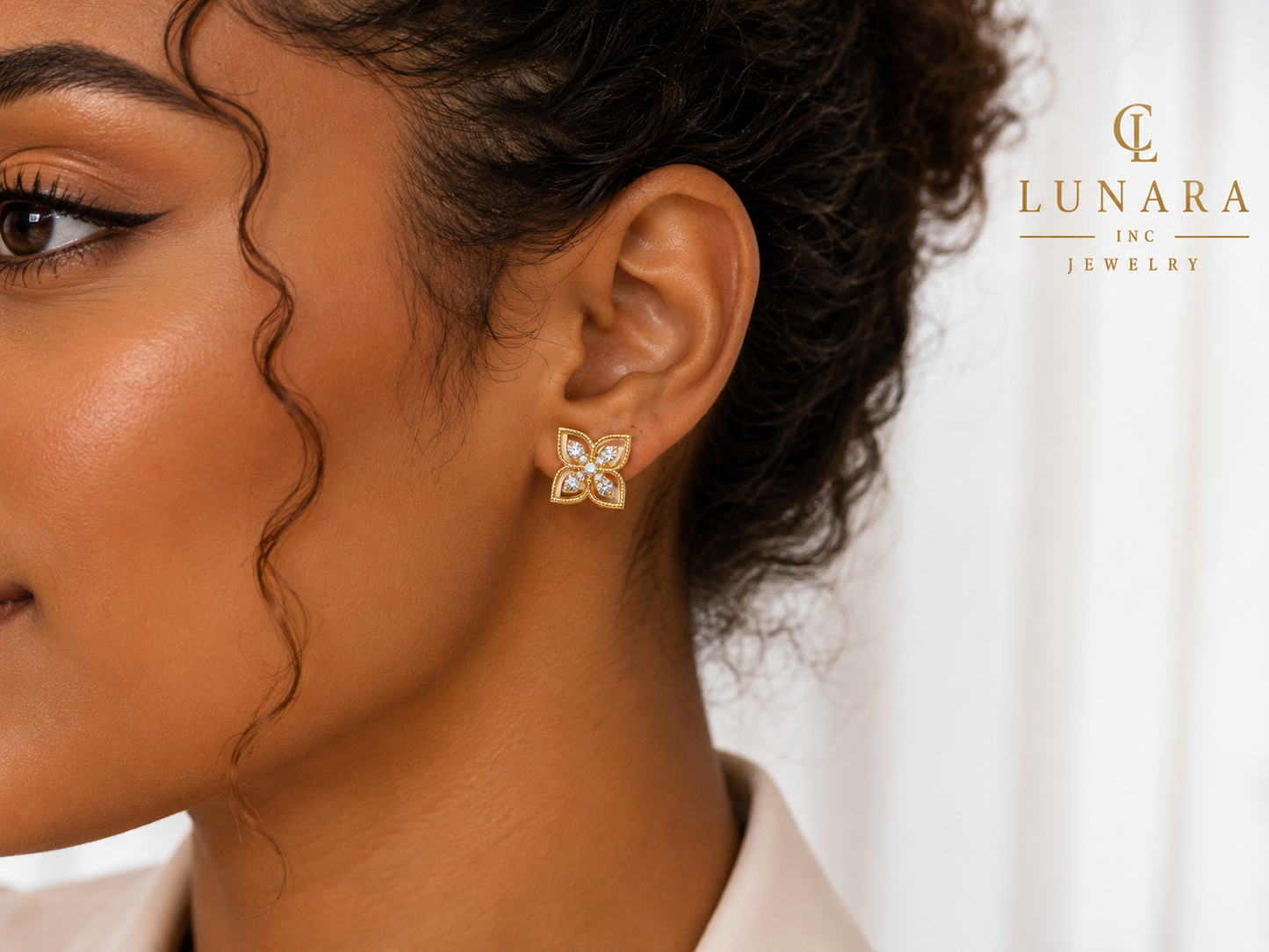 Lunara Golden Petals Earrings