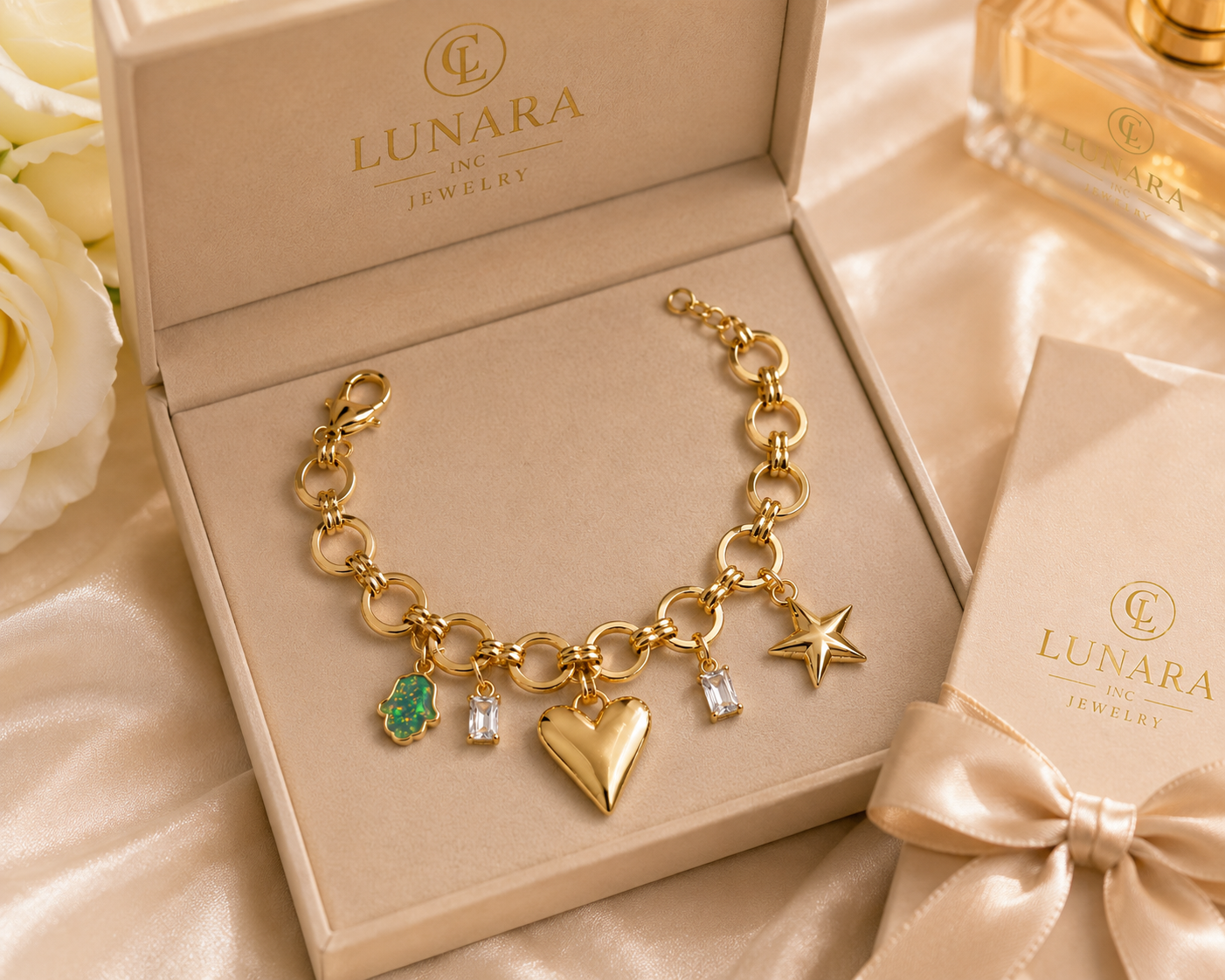 Golden Heart Charm Bracelet