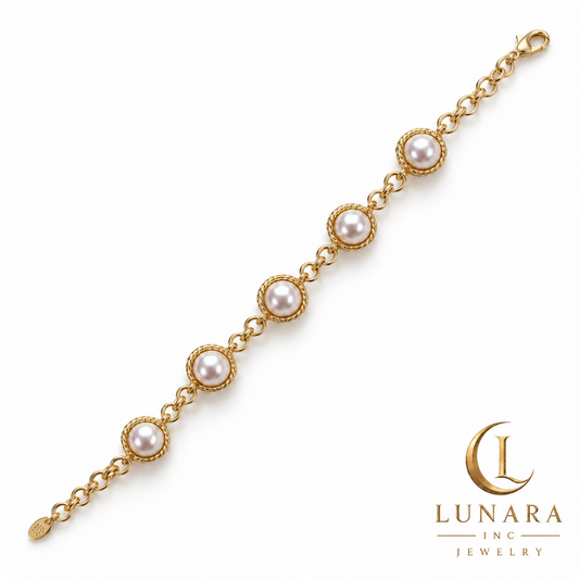 Golden Five-Pearl Bracelet