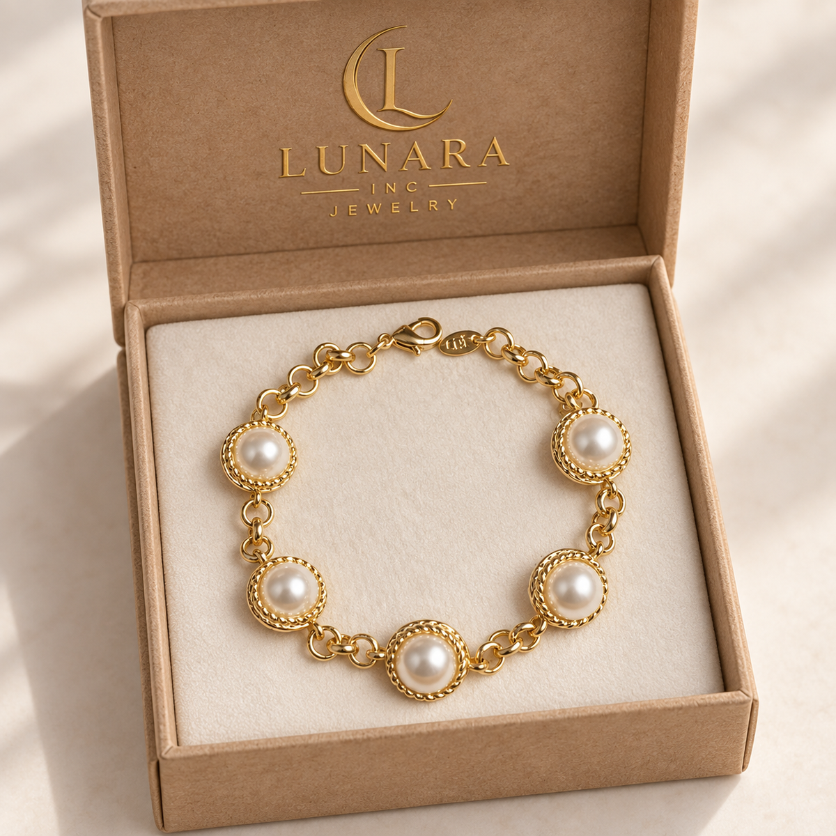 Golden Five-Pearl Bracelet