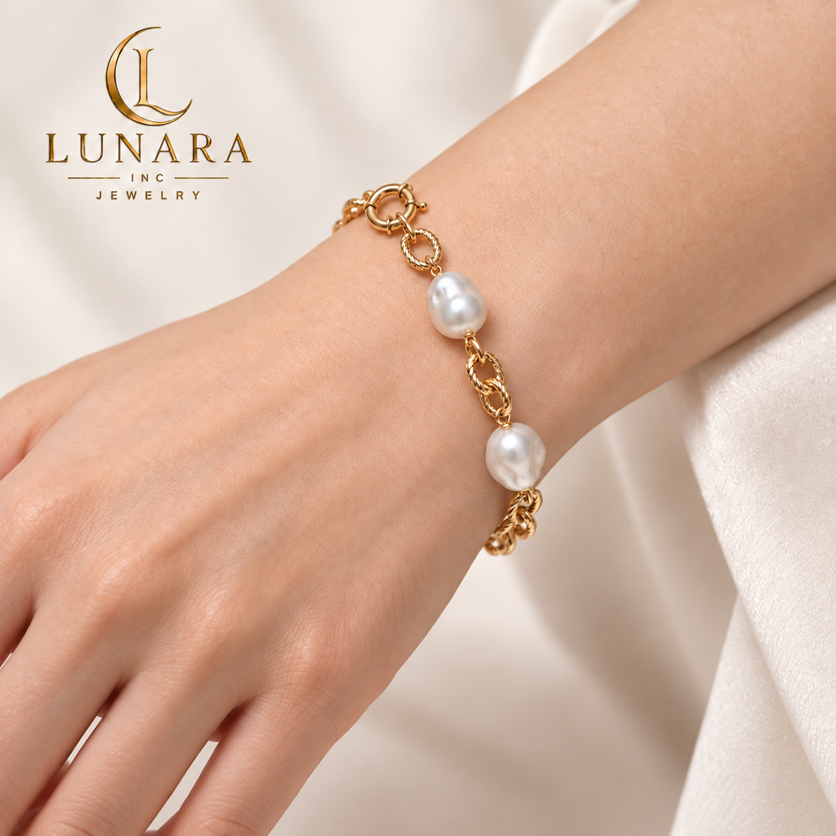 Golden Baroque Pearl Bracelet