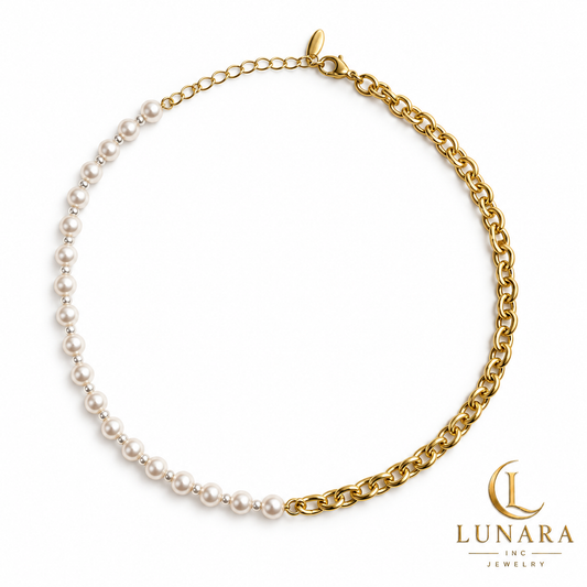 Pearl & Gold Chain Choker