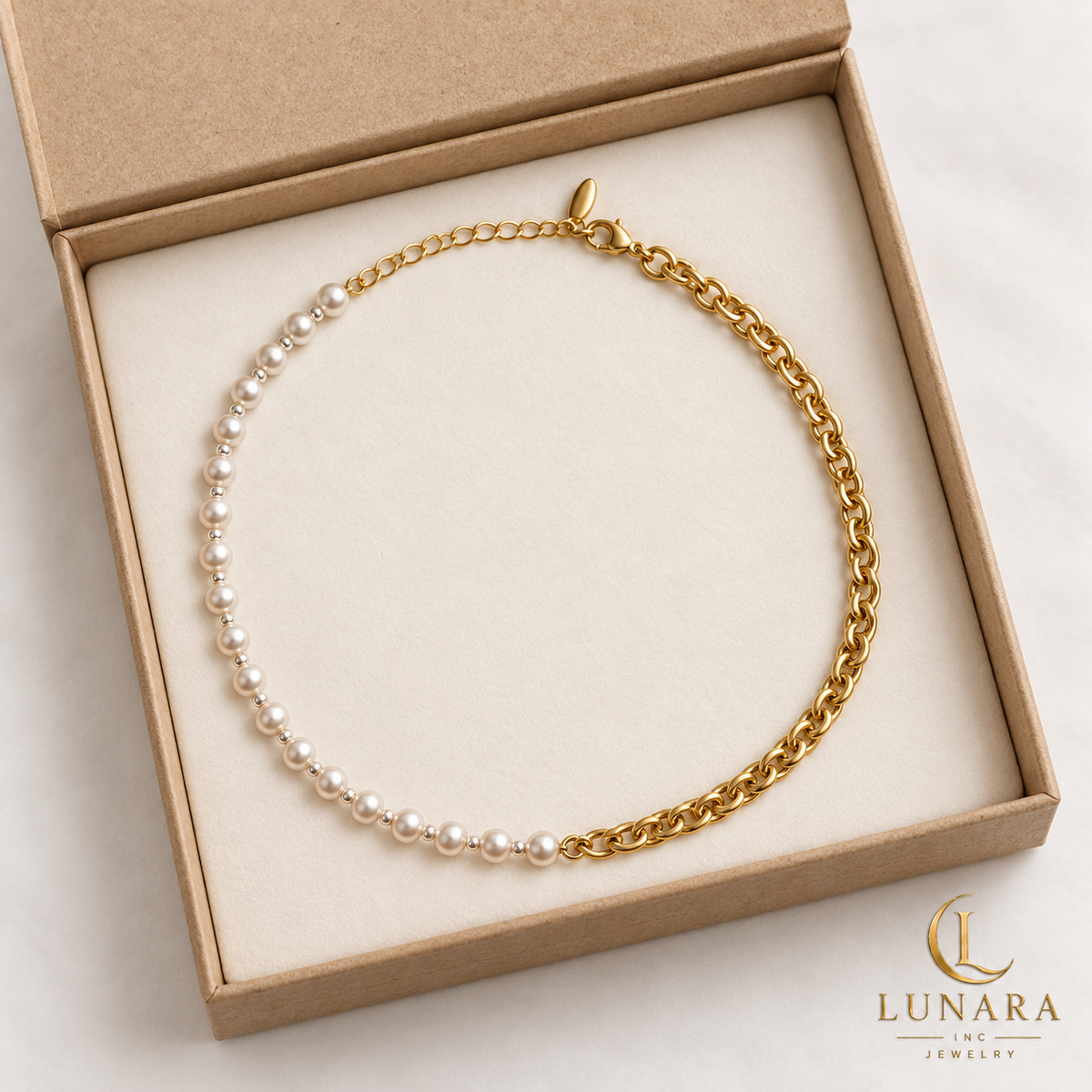 Pearl & Gold Chain Choker