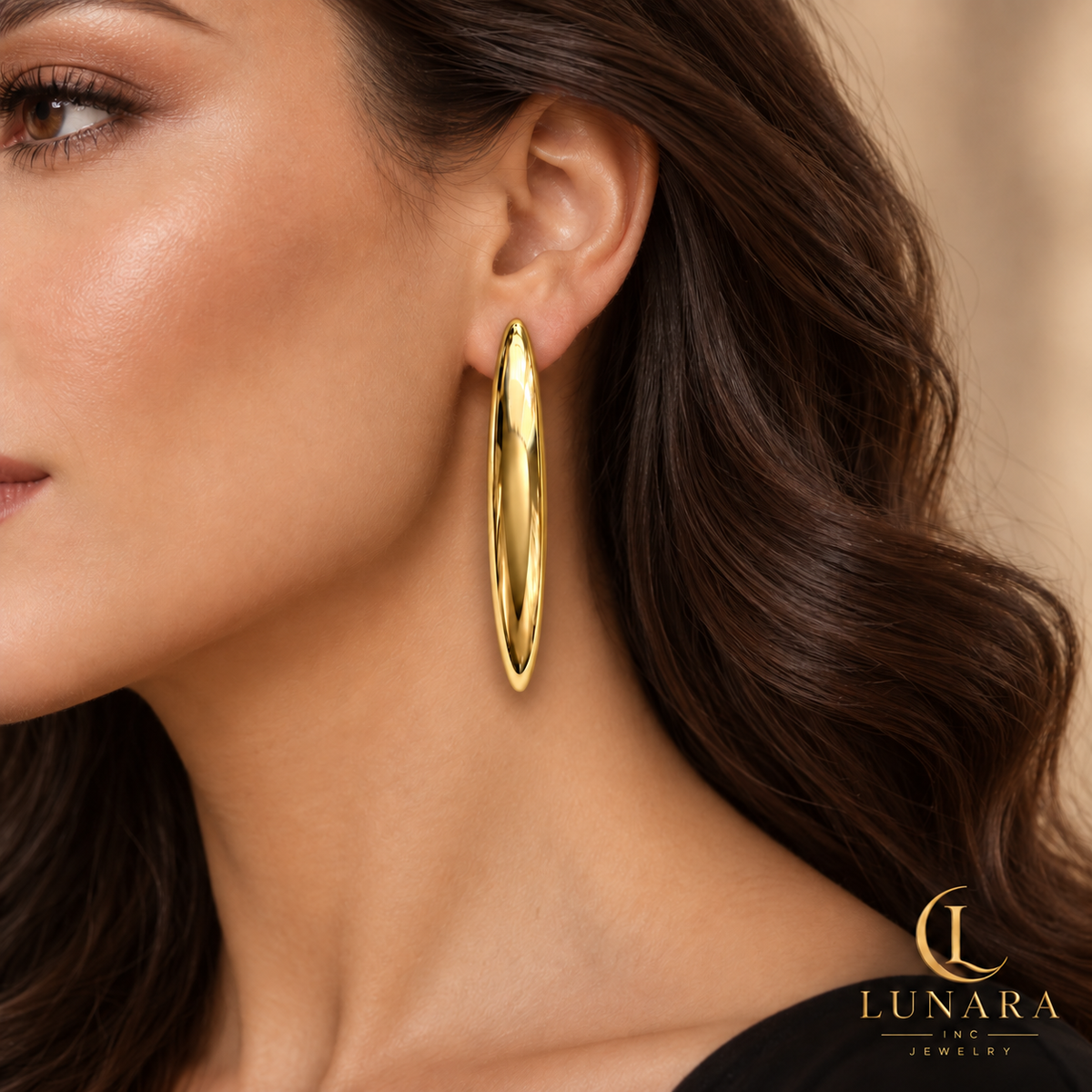 Gold Curved Statement Earrings