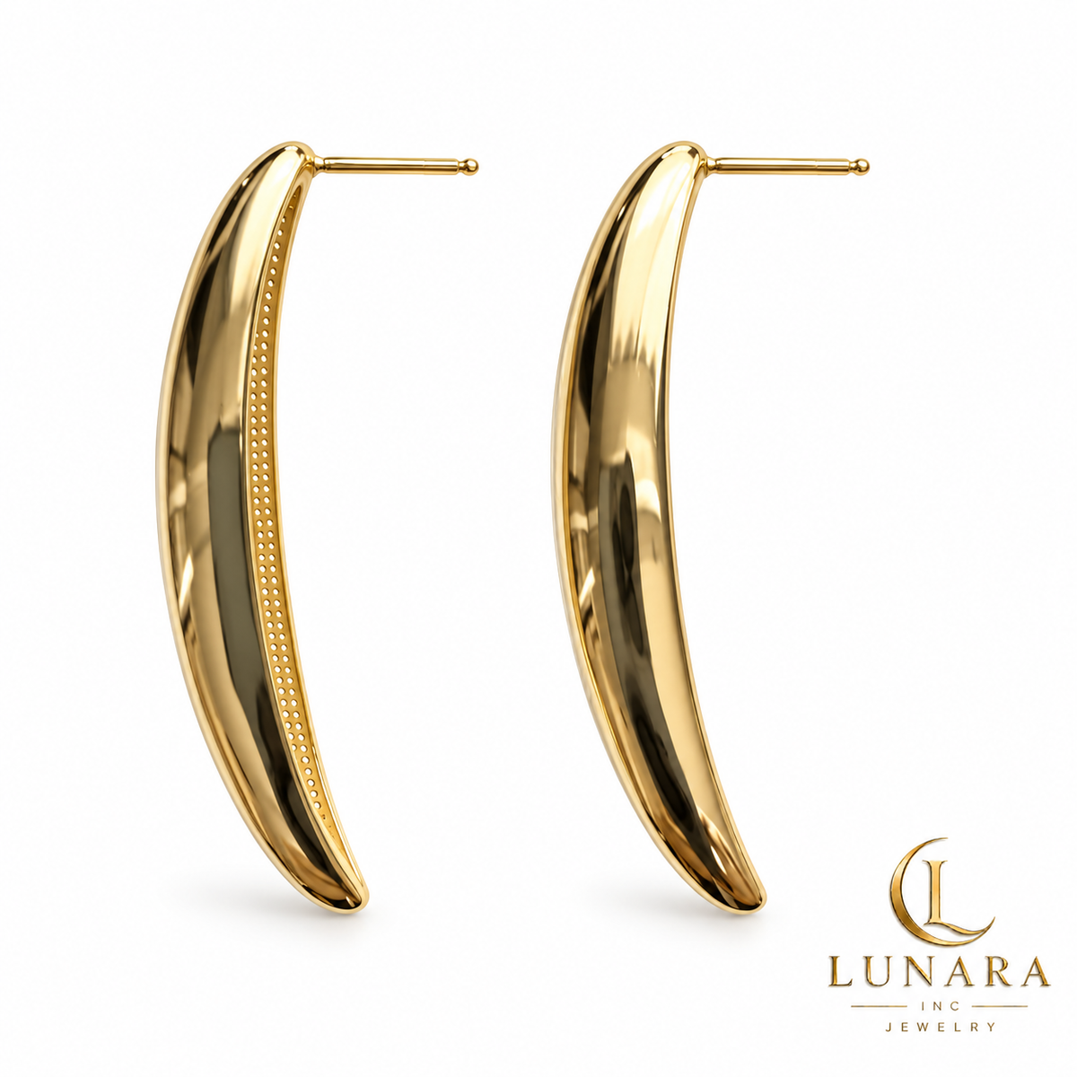 Gold Curved Statement Earrings