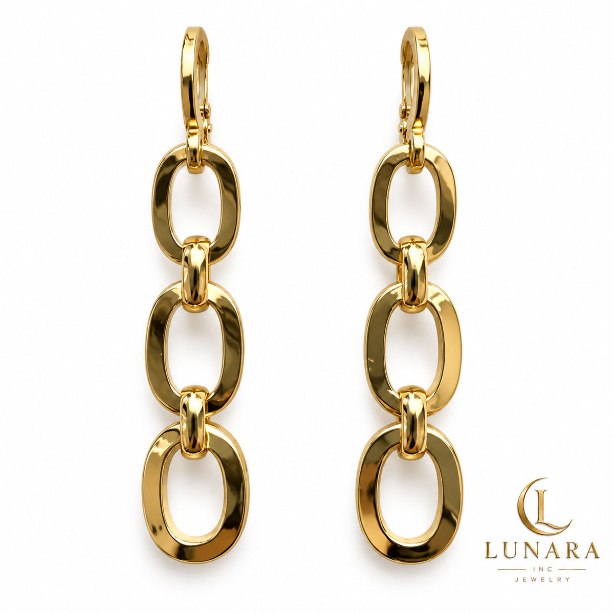 Graduated Oval Link Drop Earrings