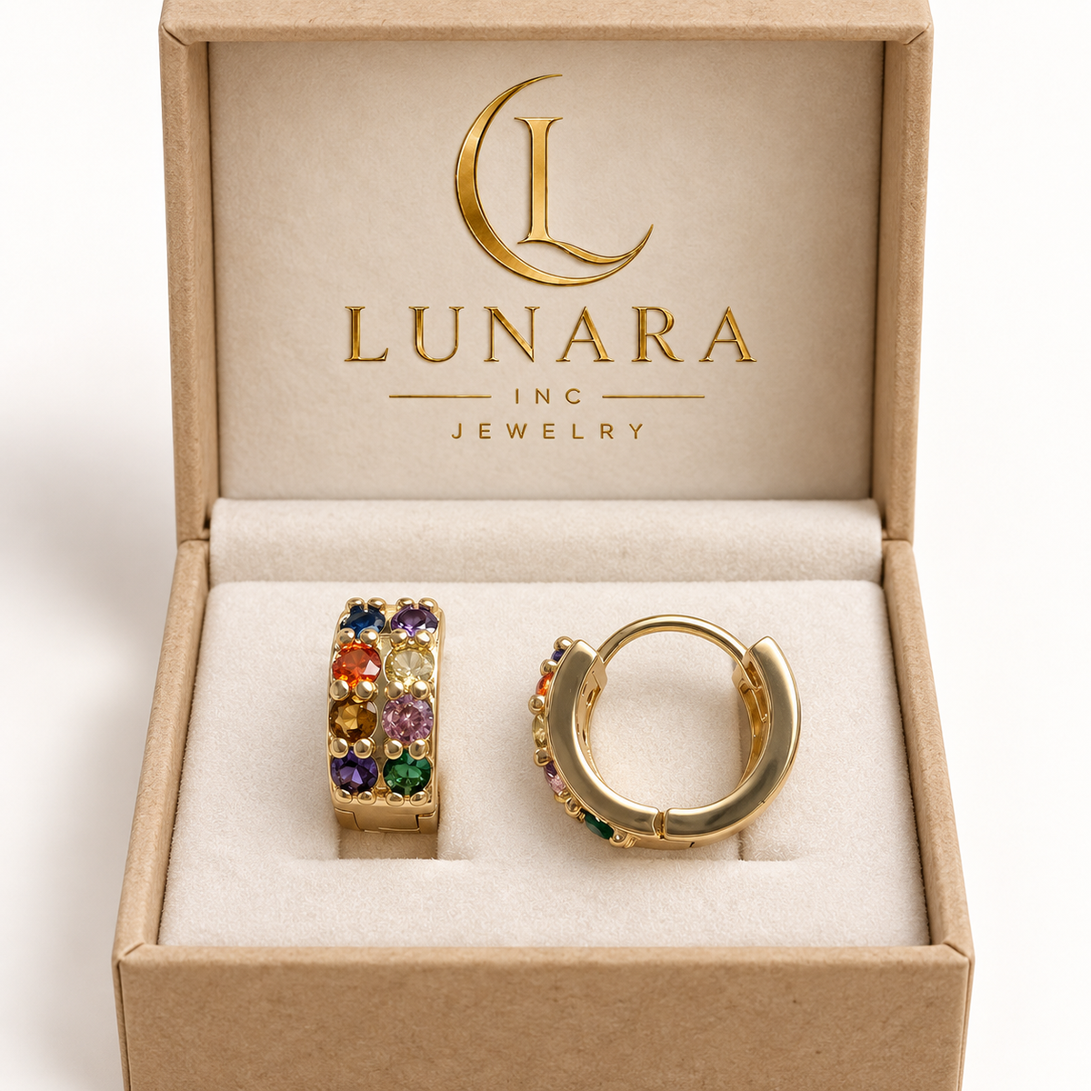 Multicolor Gemstone Huggie Hoop Earrings