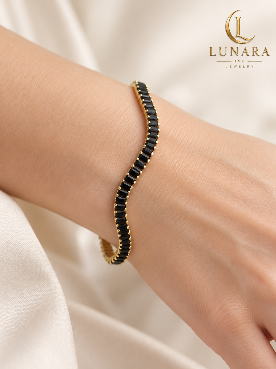 Black Baguette Tennis Bracelet