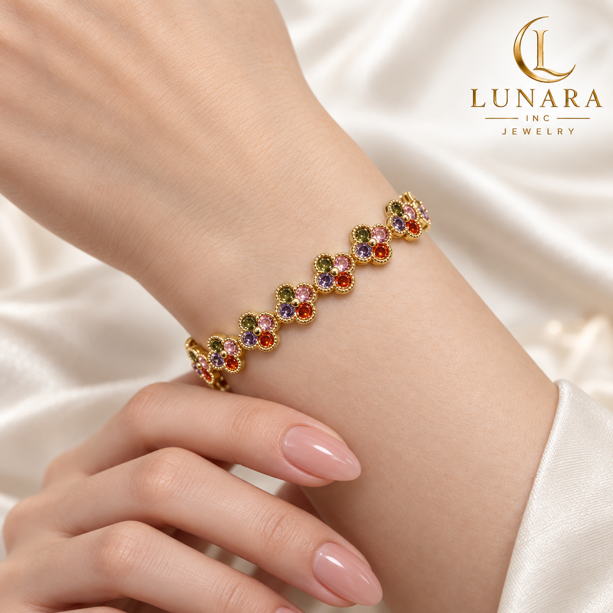 Multicolor Four-Petal Garden Bracelet