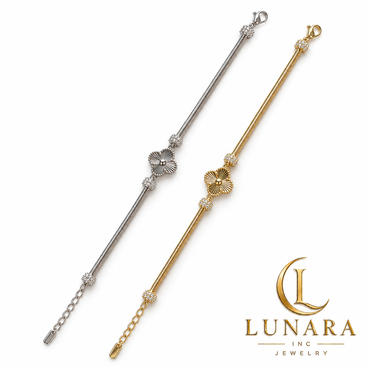 Four-Petal Flower Snake Chain Bracelet