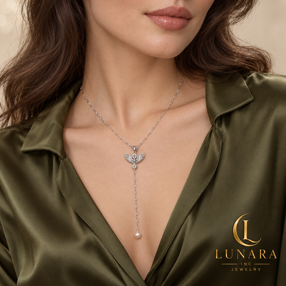 Silver Angel Lariat Necklace