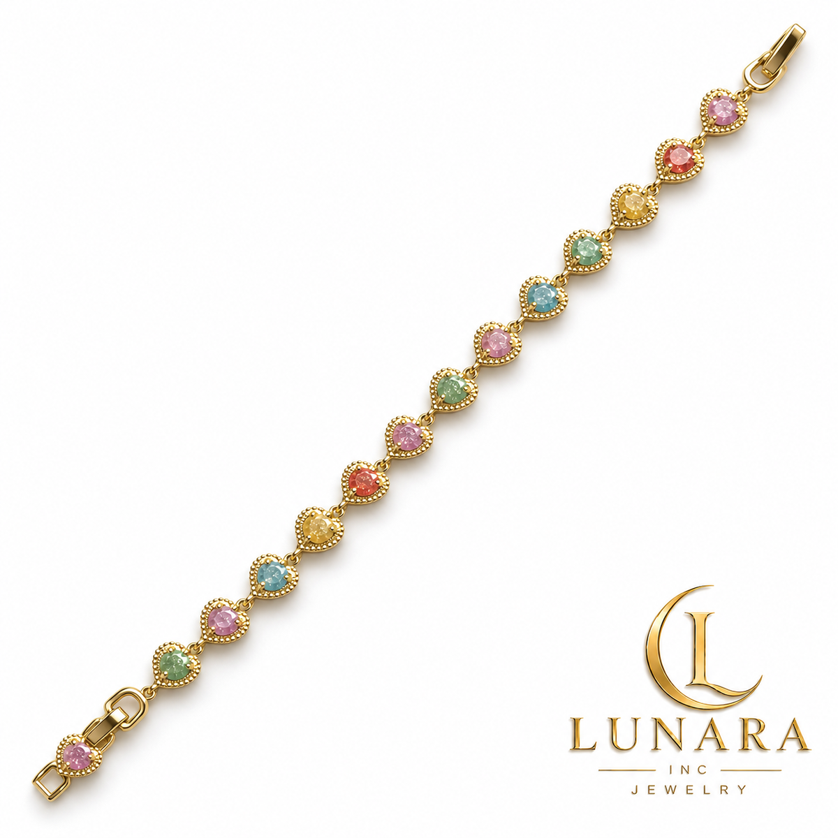 Multicolor Crystal Heart Bracelet