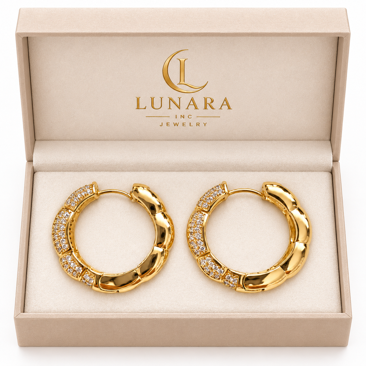 Gold-Tone Sparkling Zirconia Hoop Earrings