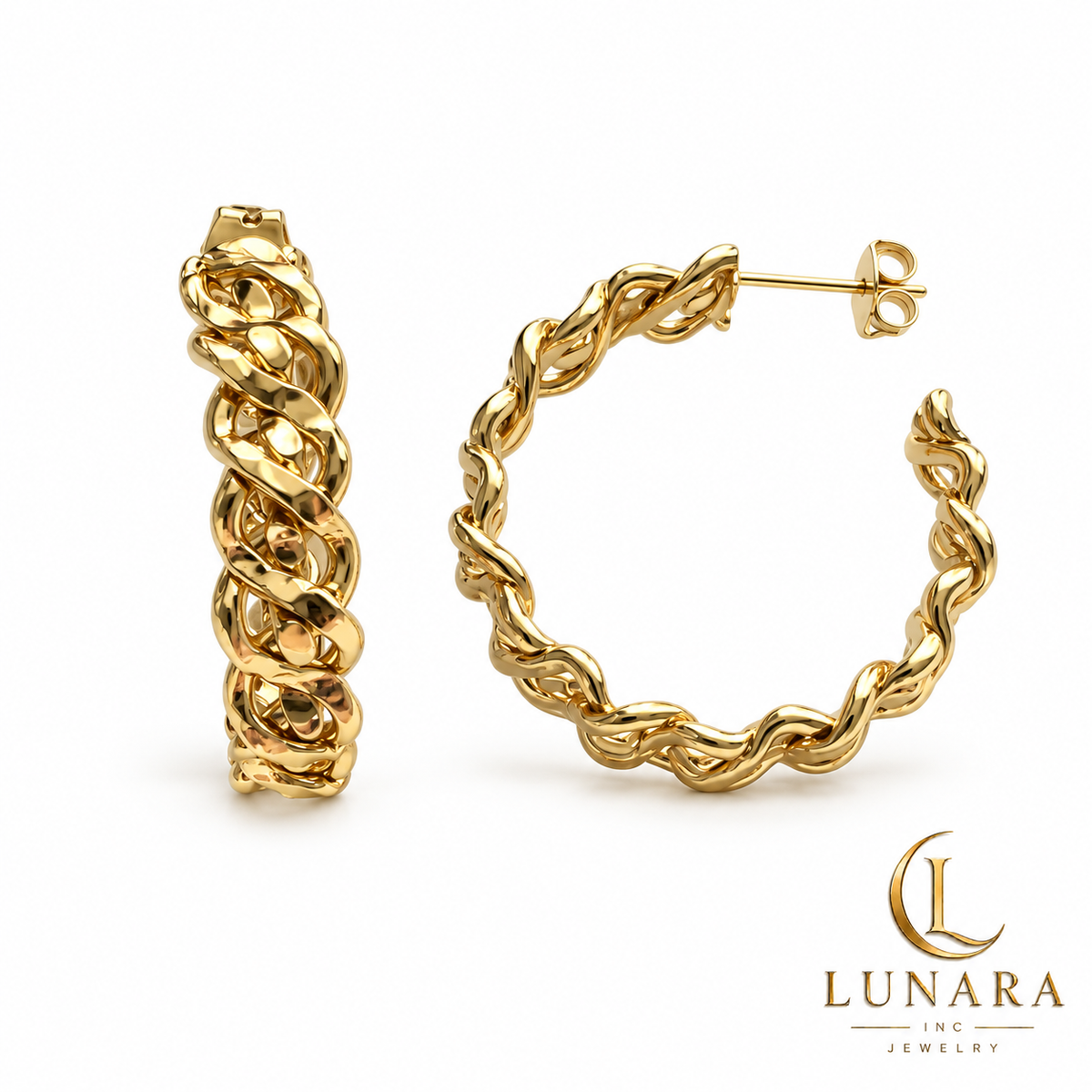 Gold-Tone Sculpted Braided Hoop Earrings