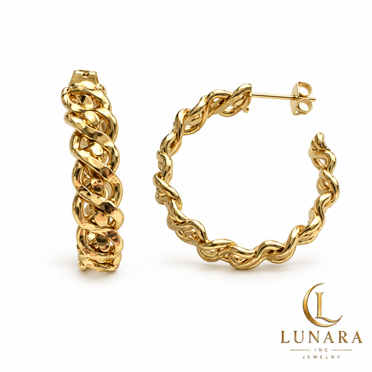 Gold-Tone Sculpted Braided Hoop Earrings