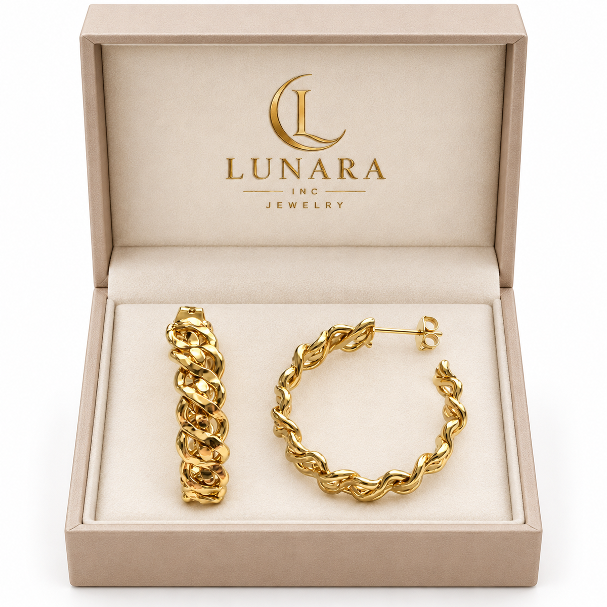 Gold-Tone Sculpted Braided Hoop Earrings