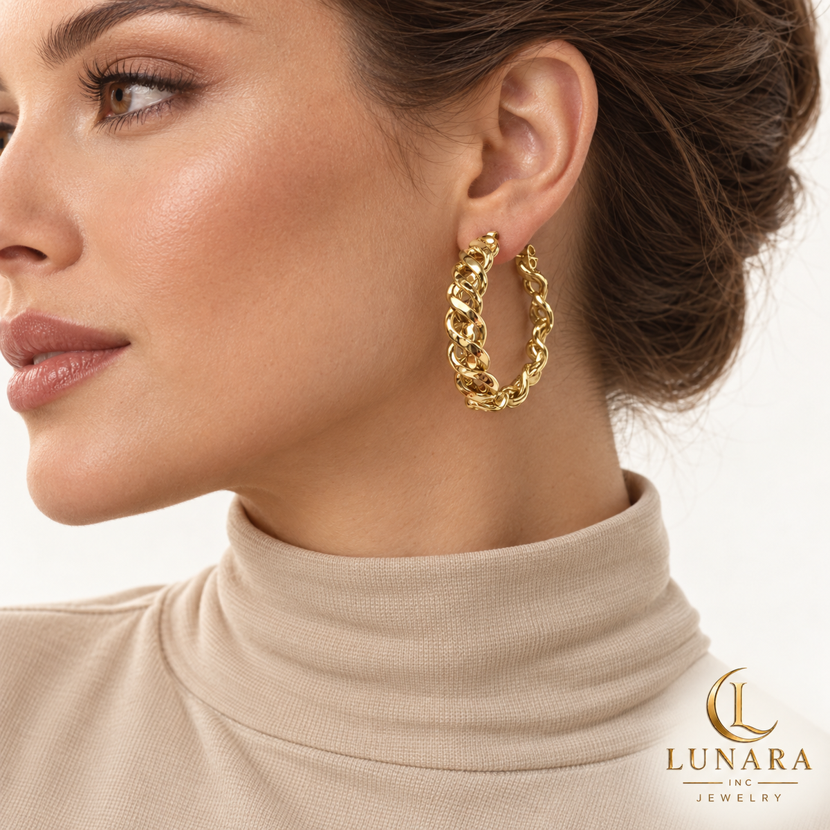 Gold-Tone Sculpted Braided Hoop Earrings