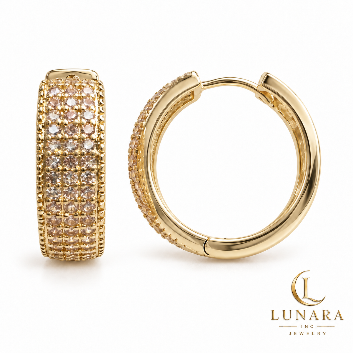 14K Gold-Tone Sparkling Zirconia Hoop Earrings