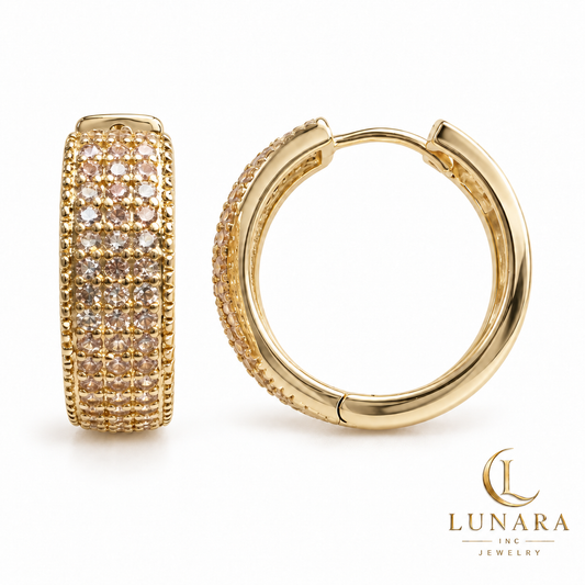 14K Gold-Tone Sparkling Zirconia Hoop Earrings