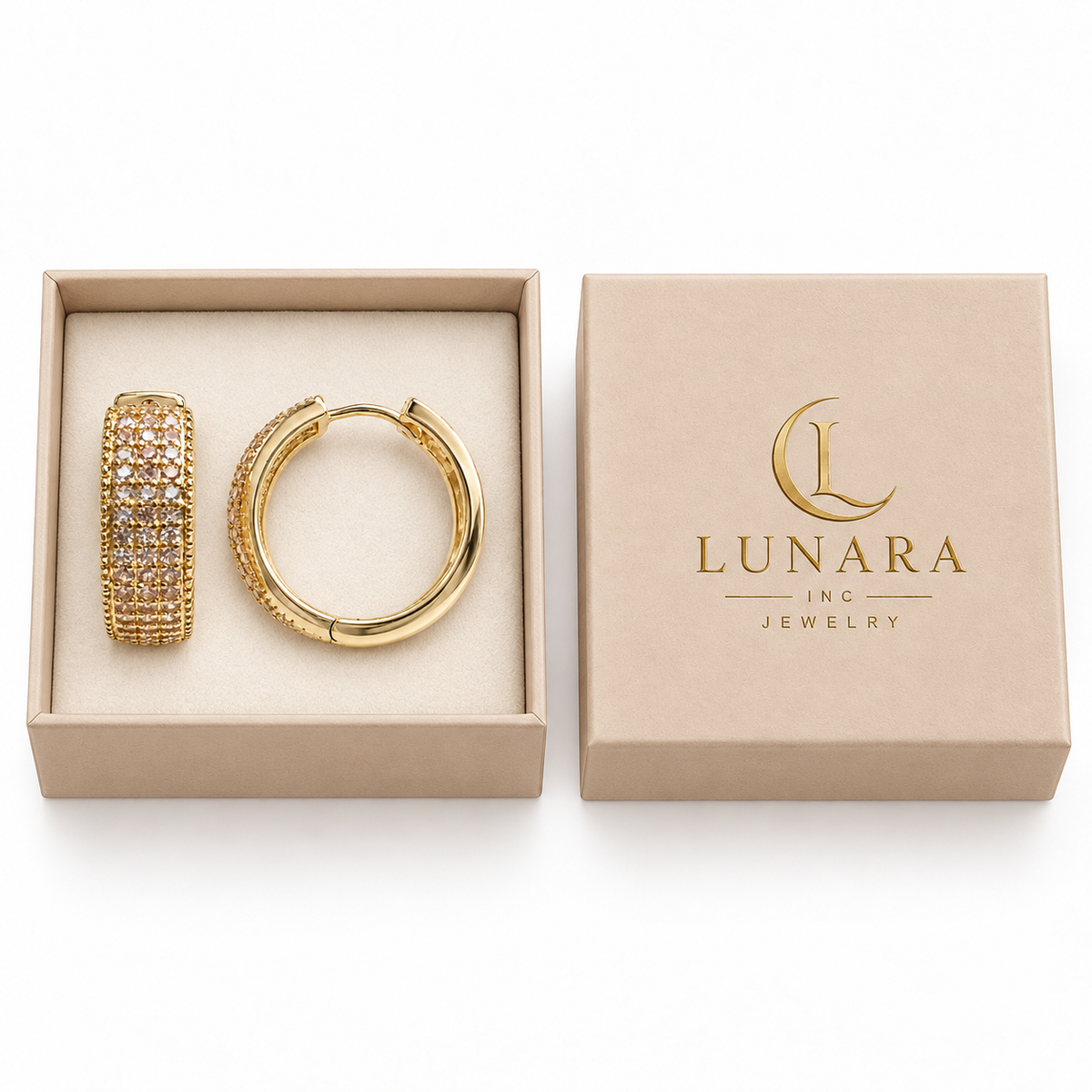 14K Gold-Tone Sparkling Zirconia Hoop Earrings