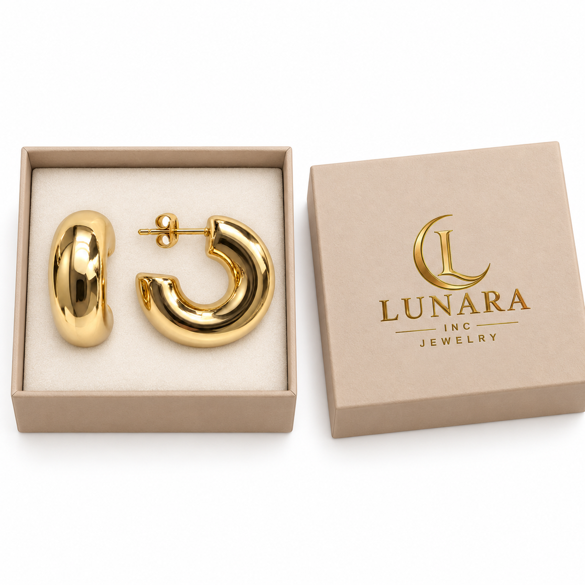 Chunky Polished Gold-Tone Hoop Earrings