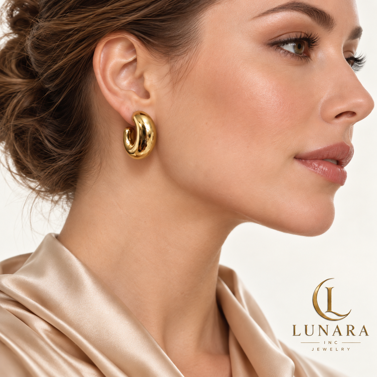 Chunky Polished Gold-Tone Hoop Earrings