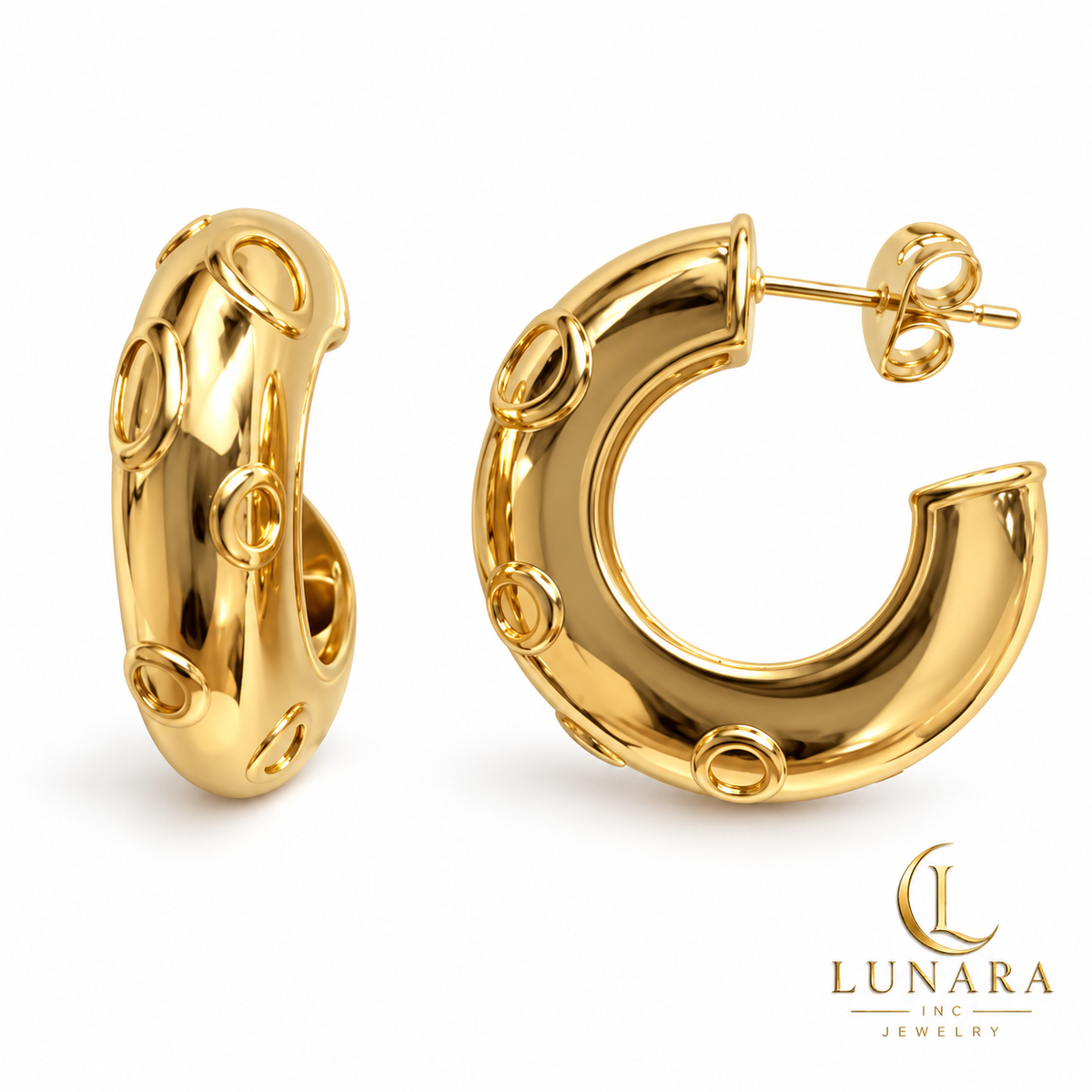 Golden Orbit Chunky Hoop Earrings