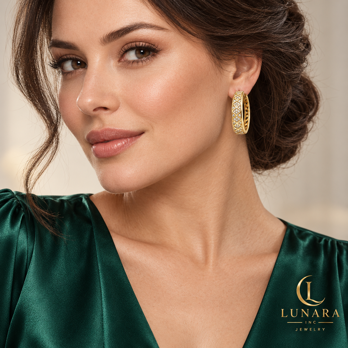 Diamond Lattice Sparkle Hoop Earrings