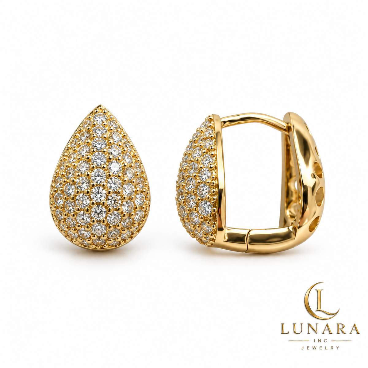 Pavé Teardrop Huggie Earrings