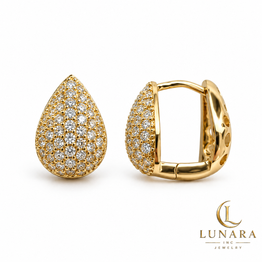 Pavé Teardrop Huggie Earrings