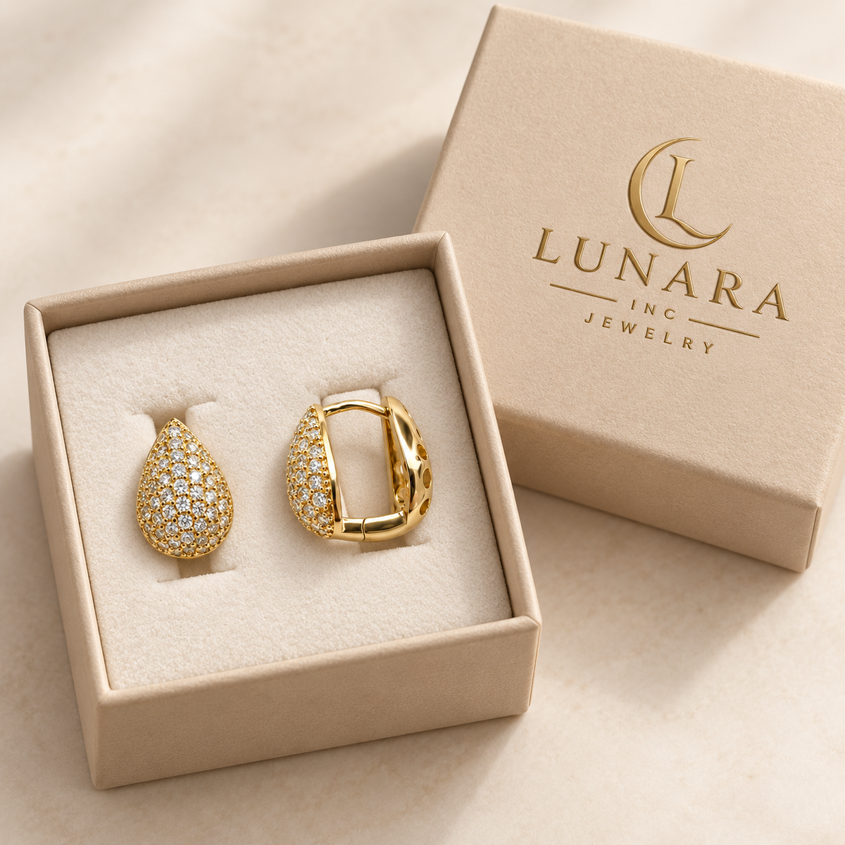 Pavé Teardrop Huggie Earrings