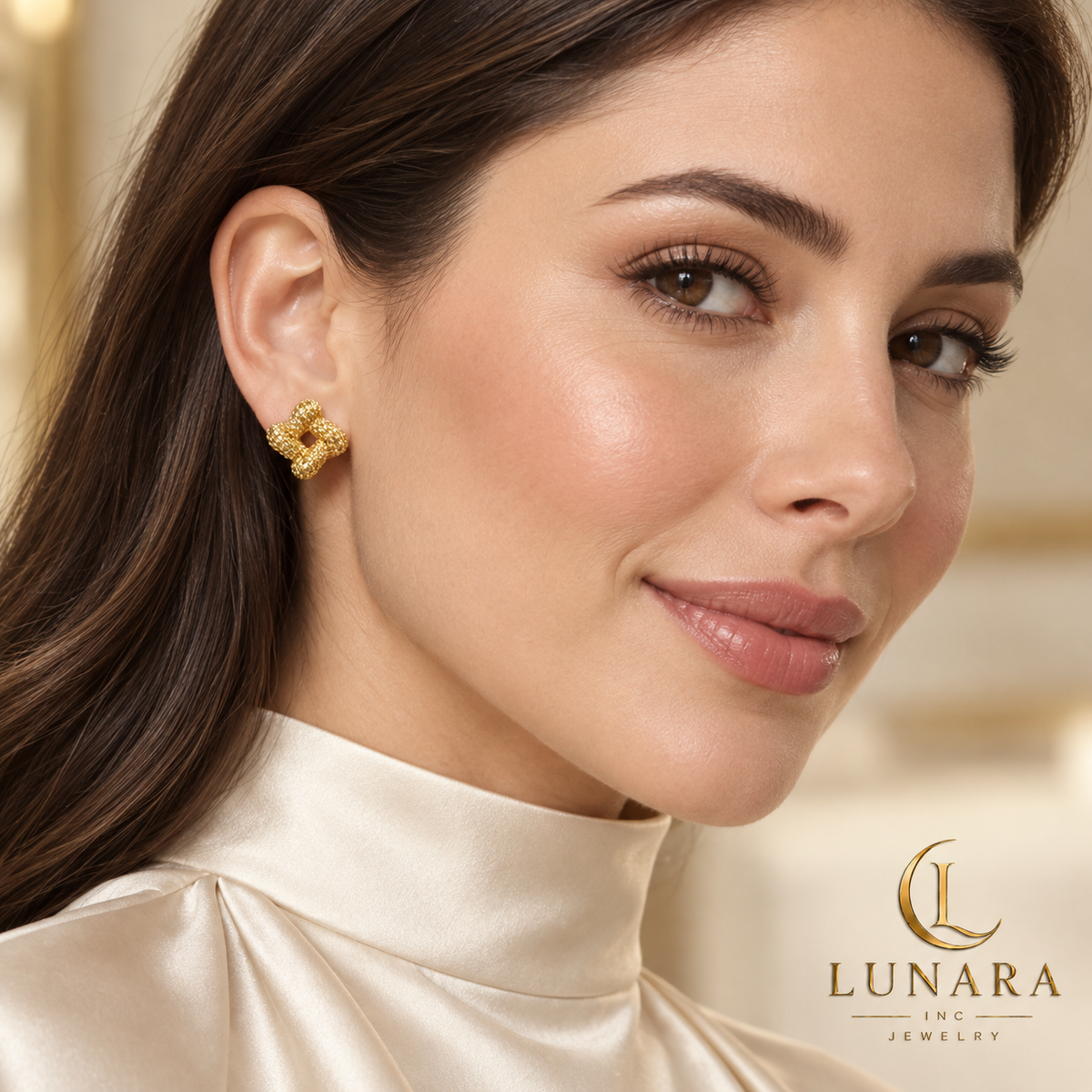 14K Gold Square Knot Stud Earrings