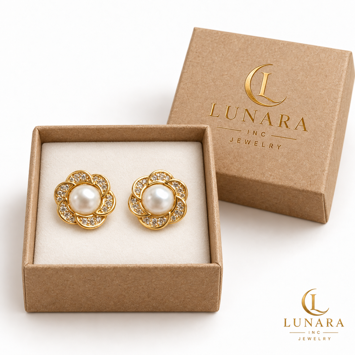 14K Gold Pearl Bloom Stud Earrings