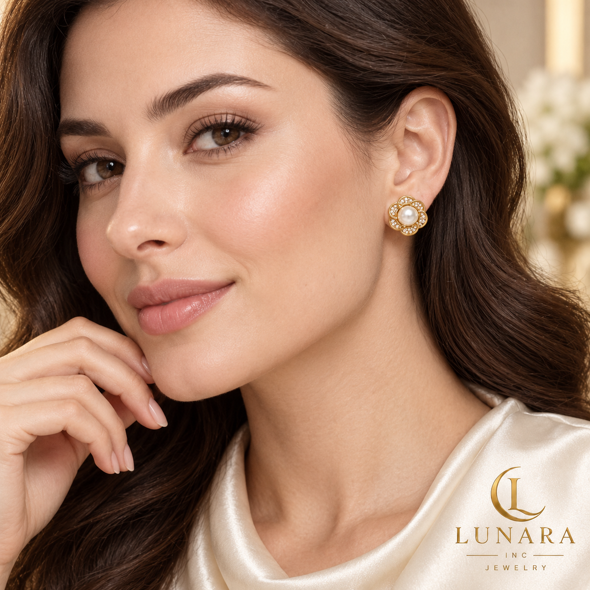 14K Gold Pearl Bloom Stud Earrings