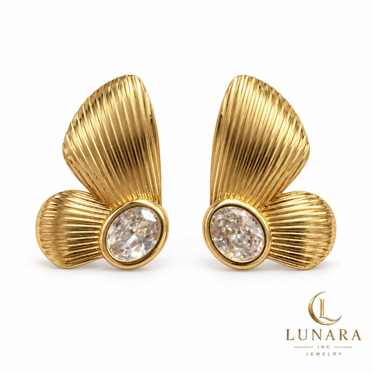 Radiant Petal Earrings with Oval Zirconia