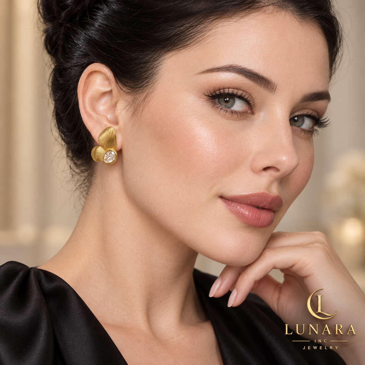 Radiant Petal Earrings with Oval Zirconia