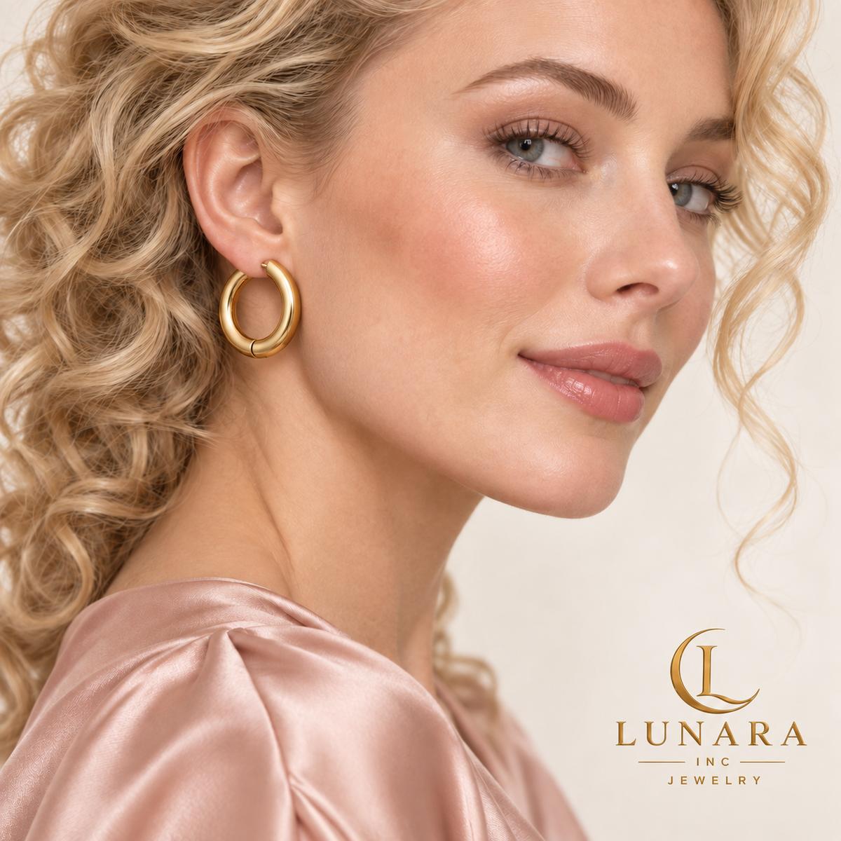 Classic Polished Hoop Earrings – 14K Gold Tone