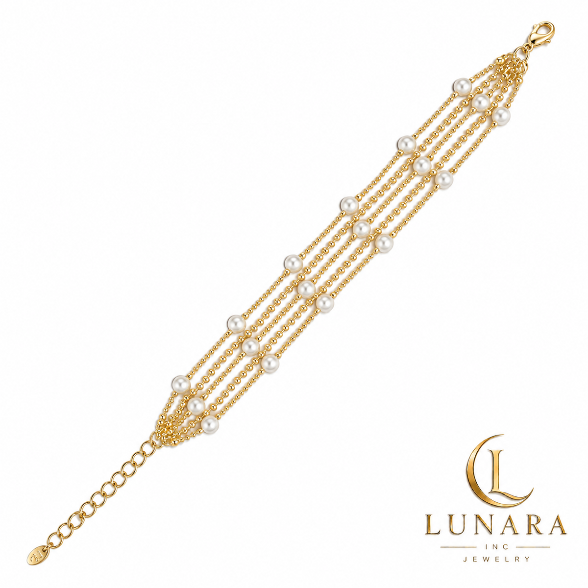 Golden Pearl Multi-Strand Bracelet