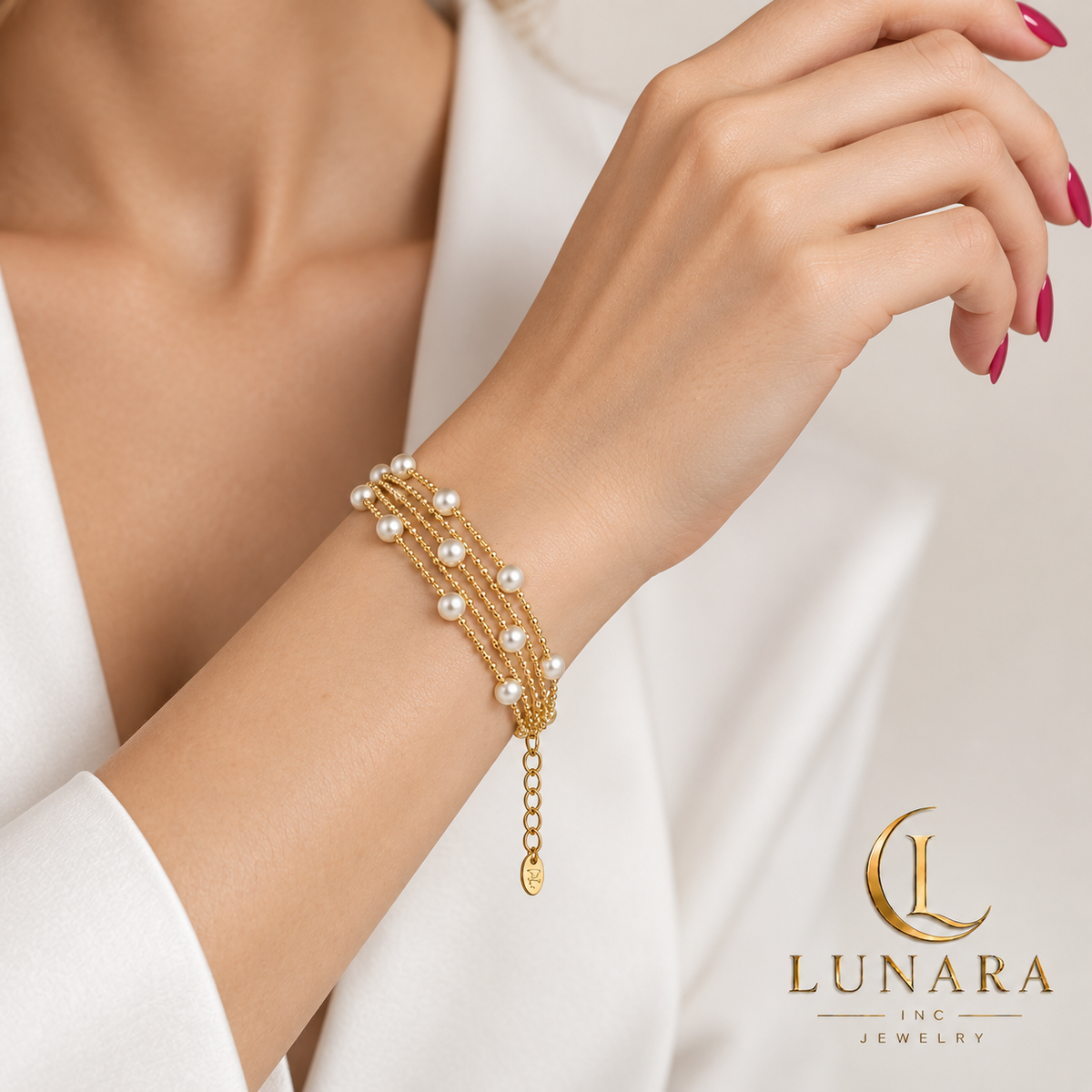 Golden Pearl Multi-Strand Bracelet