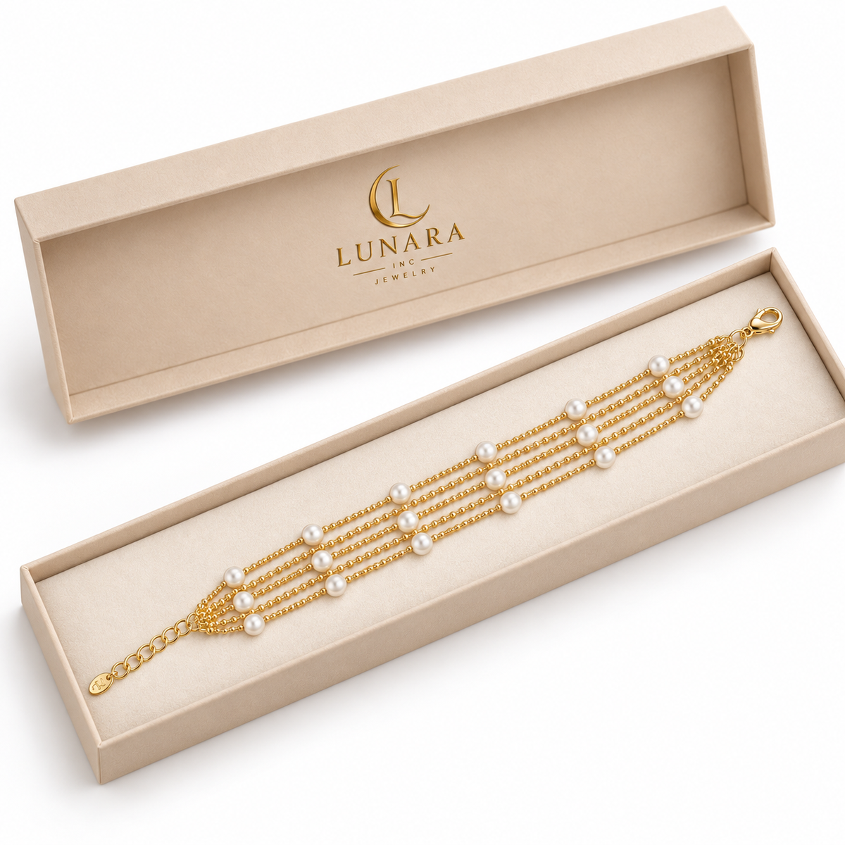 Golden Pearl Multi-Strand Bracelet