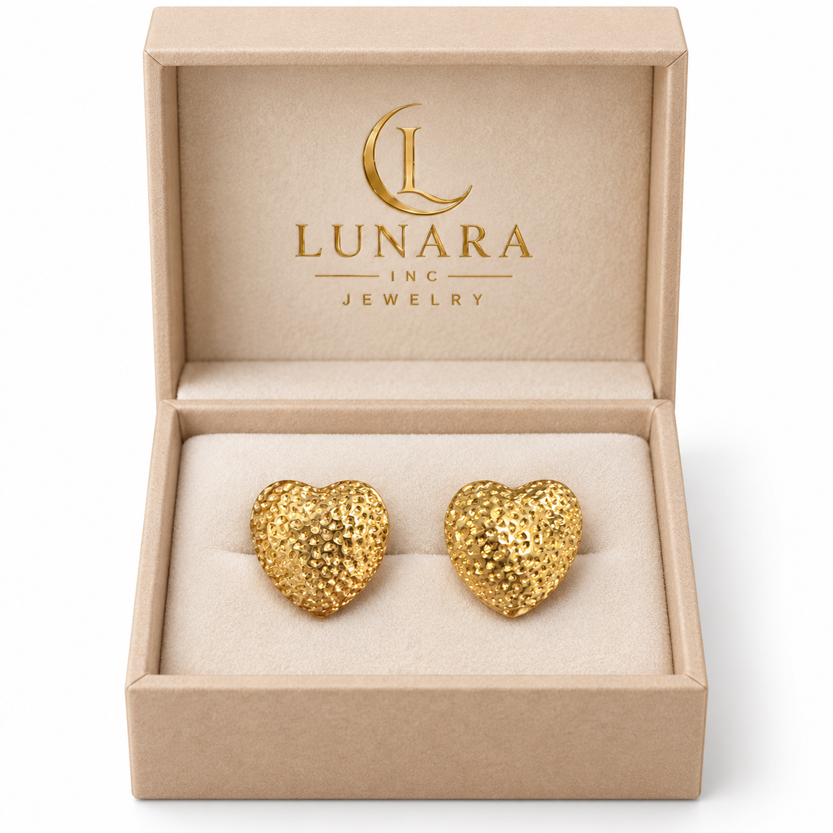 Textured Gold Heart Earrings
