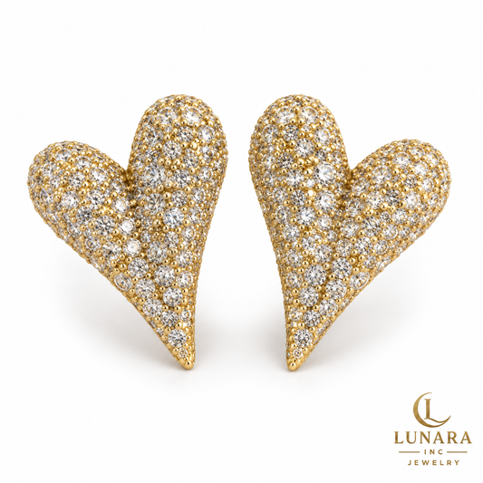 Sparkling Asymmetric Heart Stud Earrings