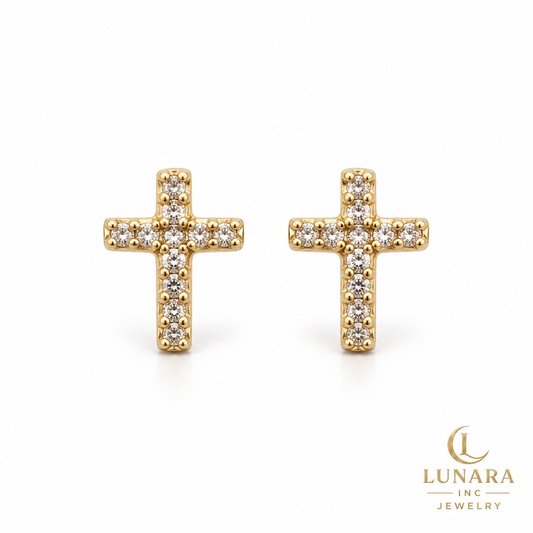 Petite Crystal Cross Stud Earrings