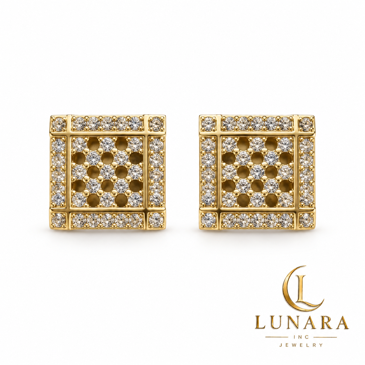 Geometric Crystal Square Stud Earrings