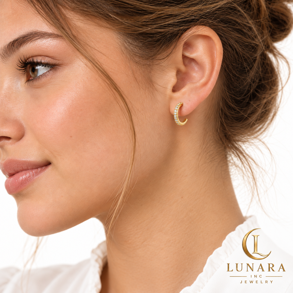 Petite Crystal Open Hoop Earrings